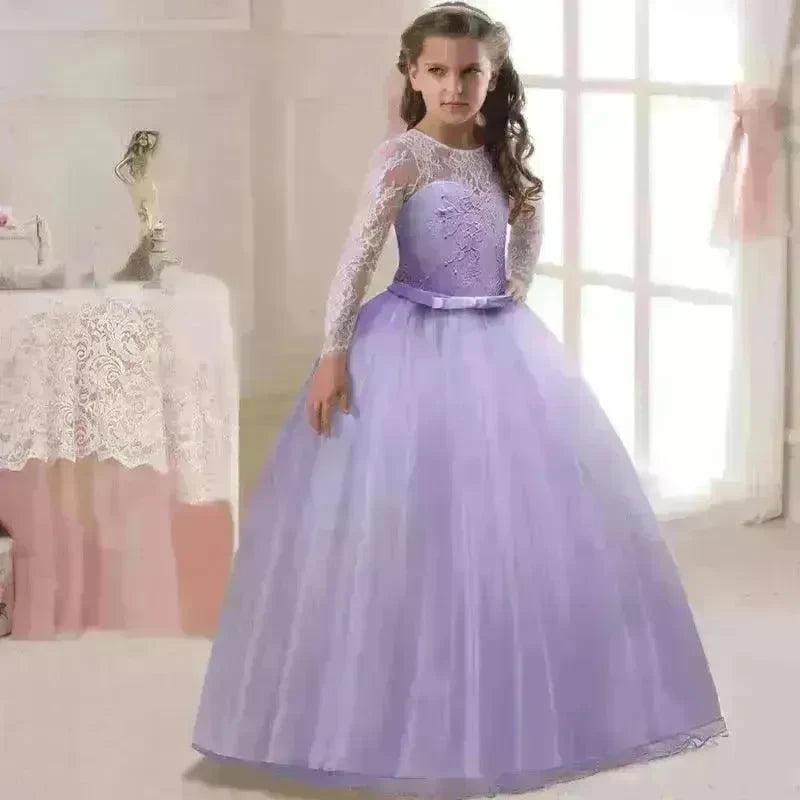 Kids Long Flower Girl Dress Dress - EX-STOCK CANADA