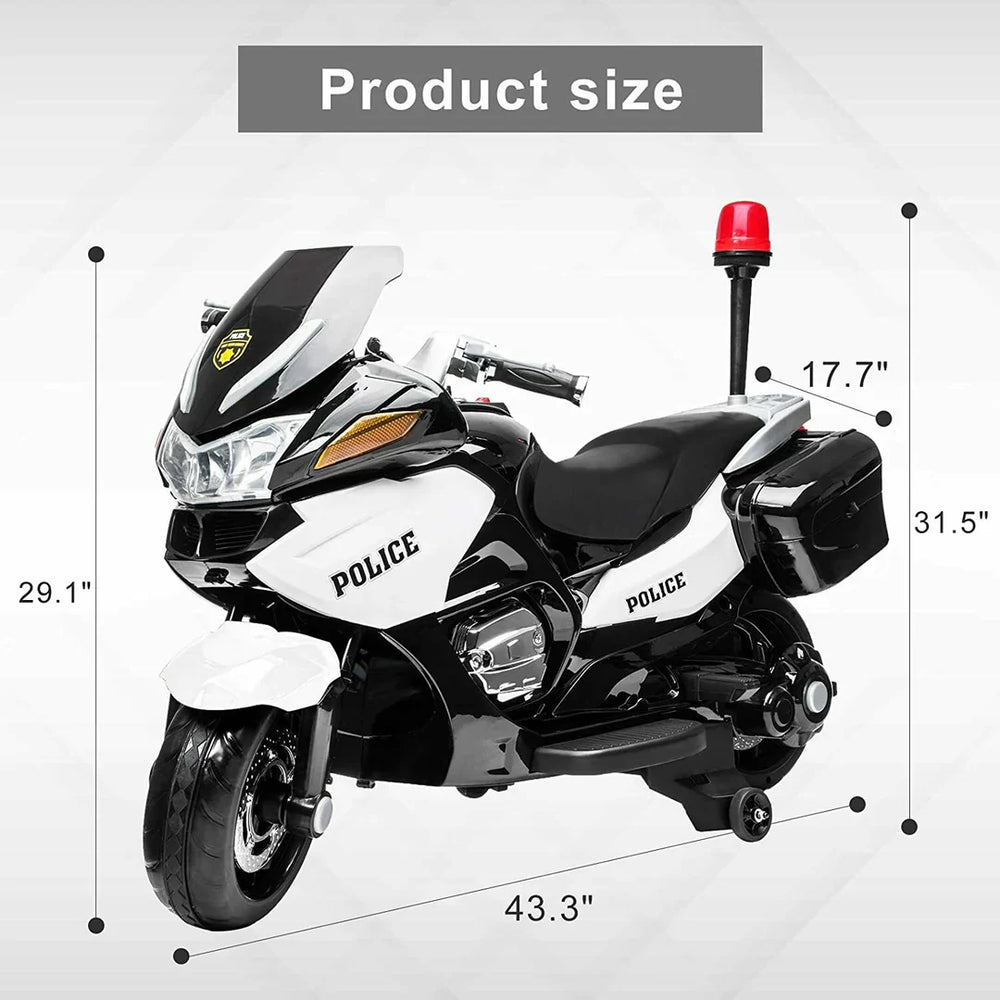 2026 24V Police 2 Seater Motorcycle with Rubber Tires 