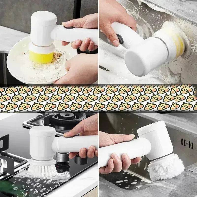 Kitchen Supplies Multifunctional Brush Electric Scrubber Rechargeable Dishwashing Brush Automatic Range Hood Stove - EX-STOCK Canada