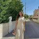Knit Casual Tight Waist Round Neck Big Pit Stripe Slimming Knitted Long Dress - EX-STOCK CANADA