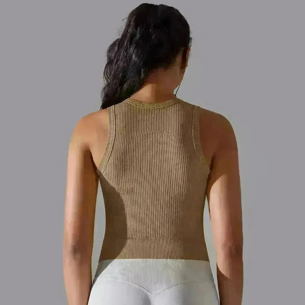 Knitted Solid Color Thread Mid-length Yoga Clothing Top Women - EX-STOCK CANADA