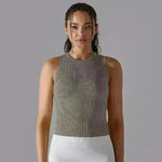 Knitted Solid Color Thread Mid-length Yoga Clothing Top Women - EX-STOCK CANADA