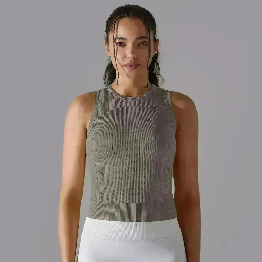 Knitted Solid Color Thread Mid-length Yoga Clothing Top Women - EX-STOCK CANADA