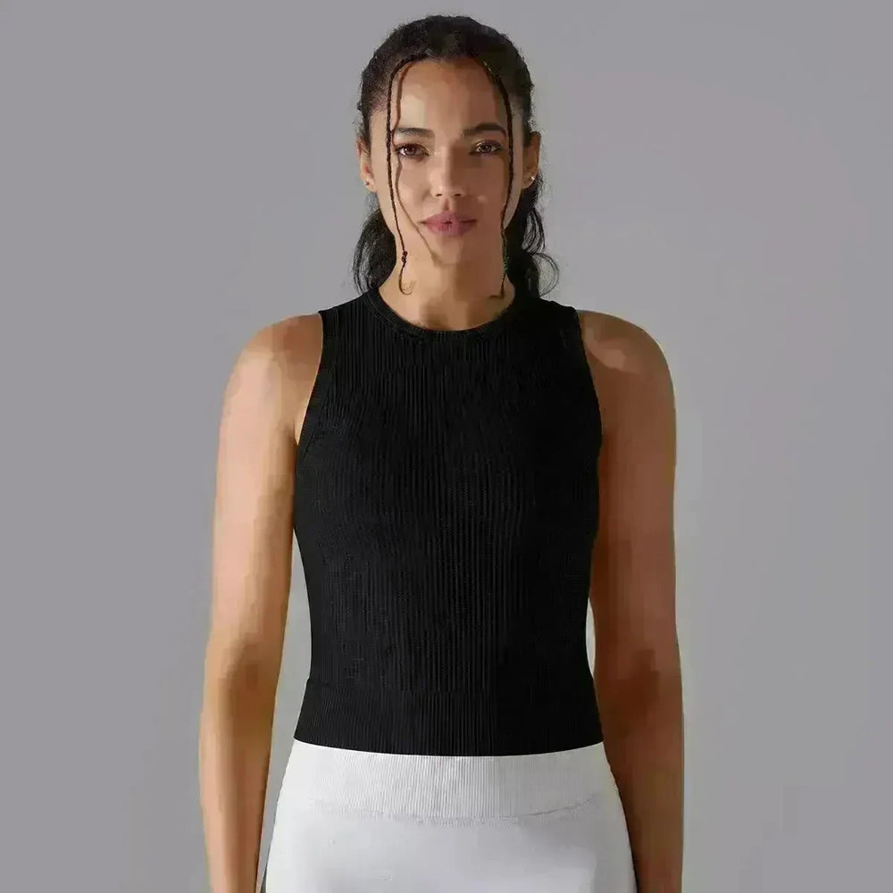 Knitted Solid Color Thread Mid-length Yoga Clothing Top Women - EX-STOCK CANADA
