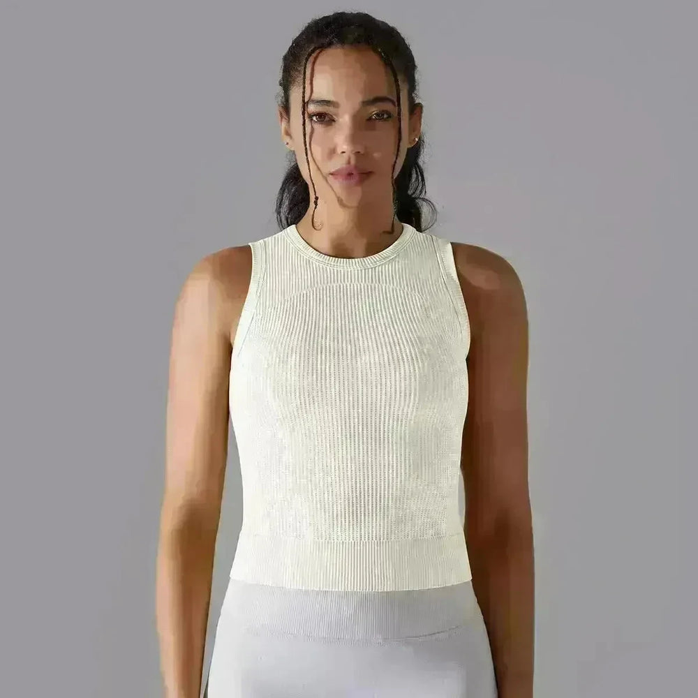 Knitted Solid Color Thread Mid-length Yoga Clothing Top Women - EX-STOCK CANADA