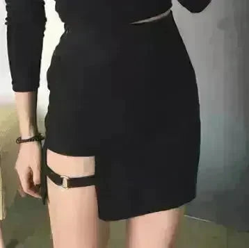 Korean Style Black Hip Skirts Irregular Hem Pencil Micro Mini Skirt Slim Women Party Skirts Black Bodycon Short Skirt - EX-STOCK CANADA