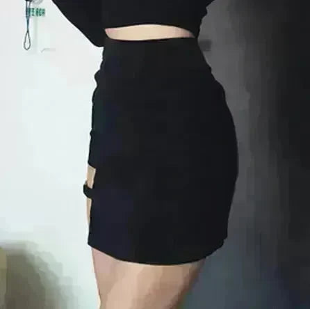 Korean Style Black Hip Skirts Irregular Hem Pencil Micro Mini Skirt Slim Women Party Skirts Black Bodycon Short Skirt - EX-STOCK CANADA