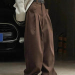 Korean Style Double Pleated Design Loose Casual Trousers Women - EX-STOCK Canada