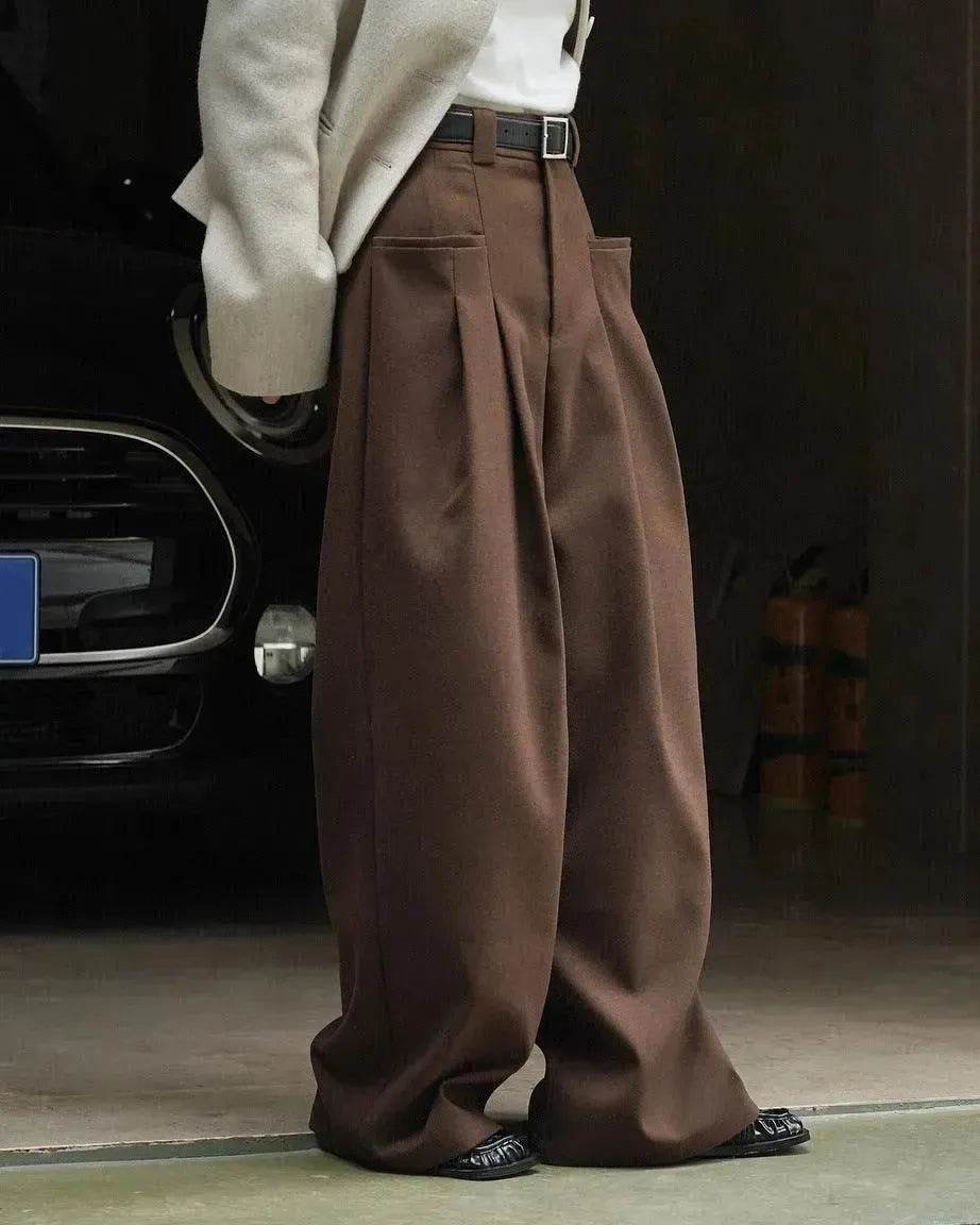 Korean Style Double Pleated Design Loose Casual Trousers Women - EX-STOCK Canada