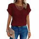Lace Patchwork Short-sleeved T-shirt Women's Clothing - EX-STOCK CANADA