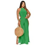 Lace-up Back Jumpsuit Split Leg Casual Trousers Women - EX-STOCK CANADA