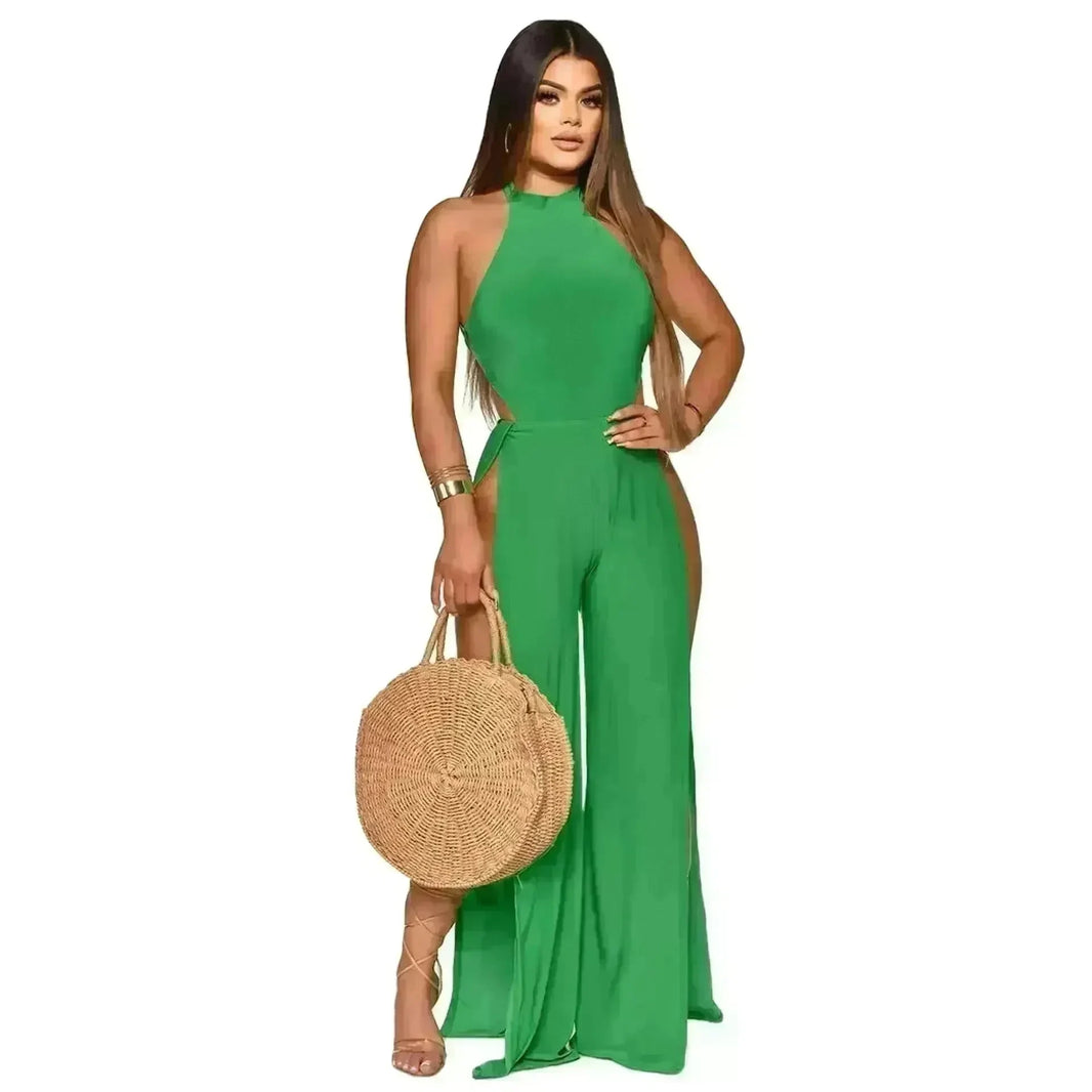 Lace-up Back Jumpsuit Split Leg Casual Trousers Women - EX-STOCK CANADA