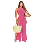 Lace-up Back Jumpsuit Split Leg Casual Trousers Women - EX-STOCK CANADA
