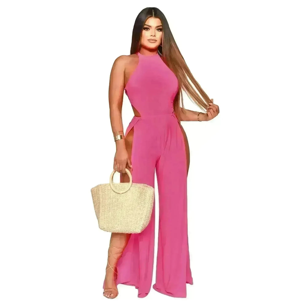 Lace-up Back Jumpsuit Split Leg Casual Trousers Women - EX-STOCK CANADA