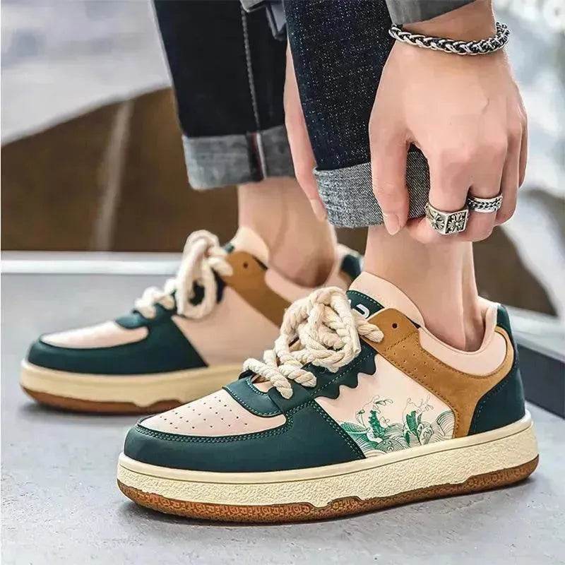 Lace-up Casual Shoes Men Soft Thick Sole Fashion Comfortable Breathable Flats Sneakers Student Platform Outdoor Walking Shoes - EX-STOCK Canada
