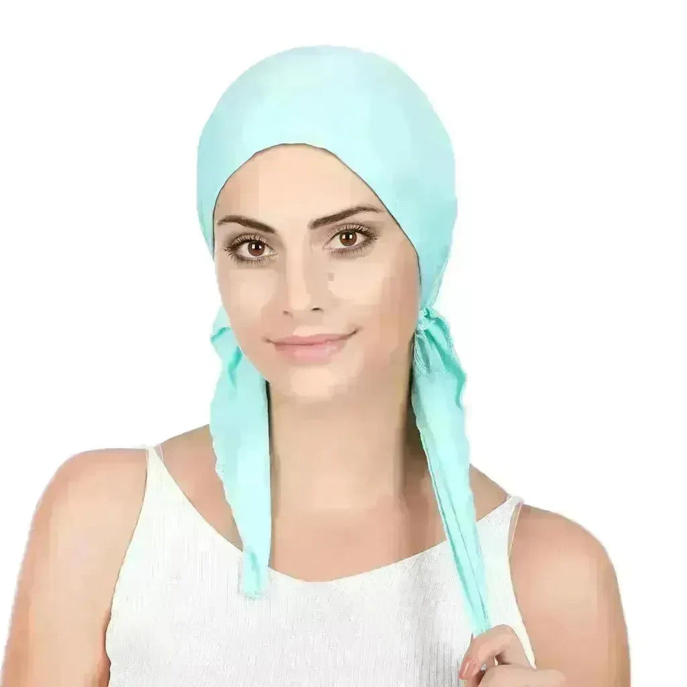 Ladies Arab Baotou Solid Color Pullover Tail Hat - EX-STOCK CANADA