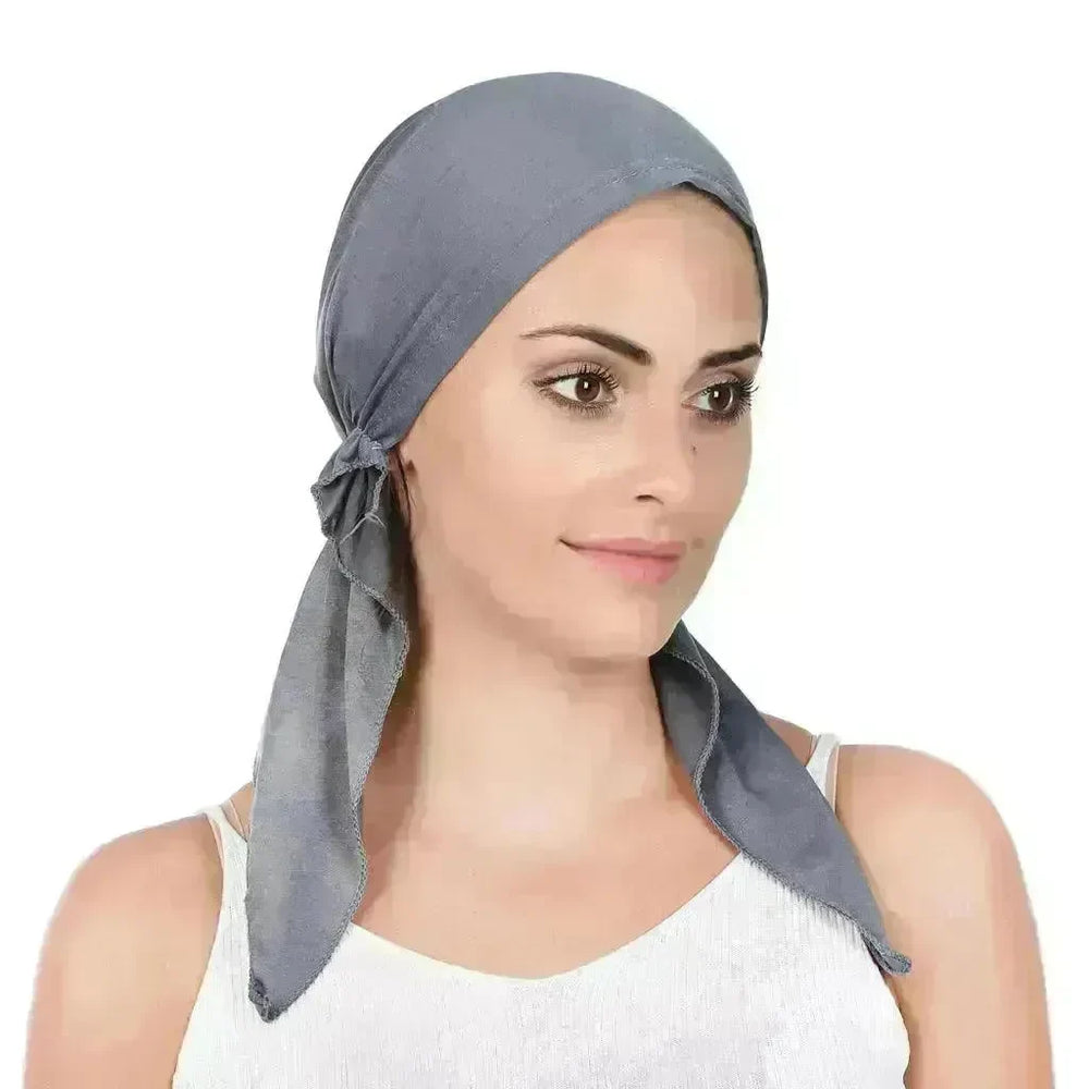 Ladies Arab Baotou Solid Color Pullover Tail Hat - EX-STOCK CANADA