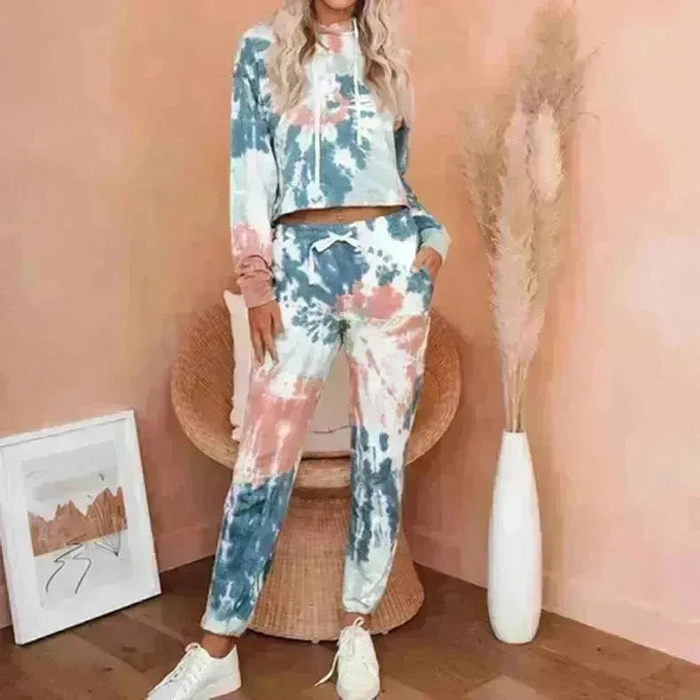 Ladies Casual Long-sleeved Tie-dye Printing Ladies Casual Suit - EX-STOCK CANADA