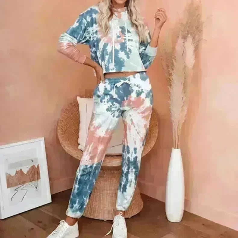Ladies Casual Long-sleeved Tie-dye Printing Ladies Casual Suit - EX-STOCK CANADA