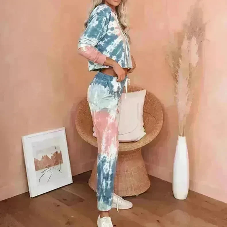 Ladies Casual Long-sleeved Tie-dye Printing Ladies Casual Suit - EX-STOCK CANADA