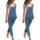 Ladies' Long Blue Denim Jeans Romper Jumpsuit With Straps - EX-STOCK Canada