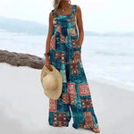 Ladies' National Style Cotton And Linen Button Suspender Jumpsuit - EX-STOCK CANADA