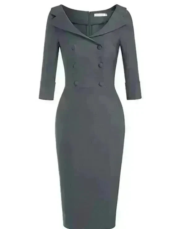 Ladies retro sweetheart collar casual wine dance dress foreign trade wide collar pencil skirt - EX-STOCK CANADA