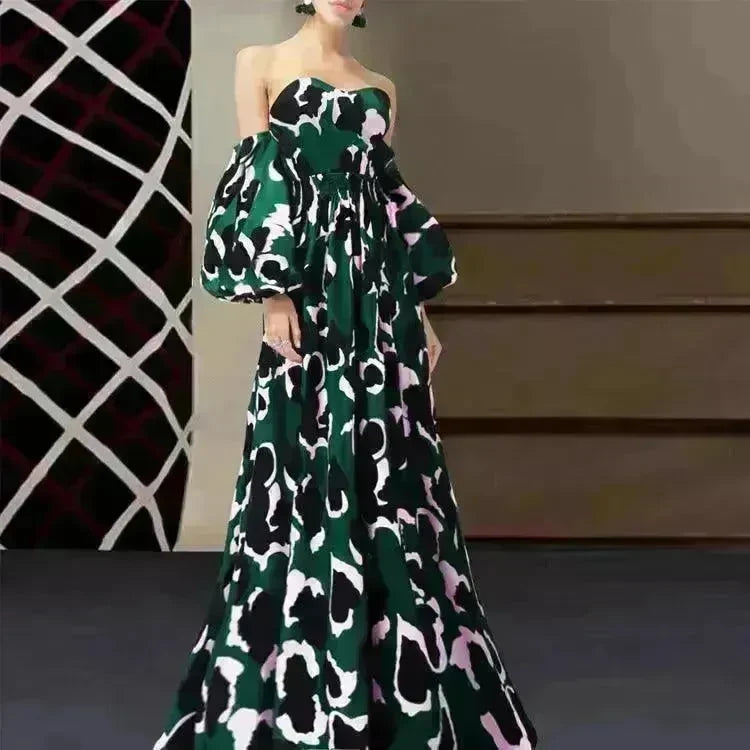 Lady Sexy V-neck Digital Printing Dress - EX-STOCK CANADA