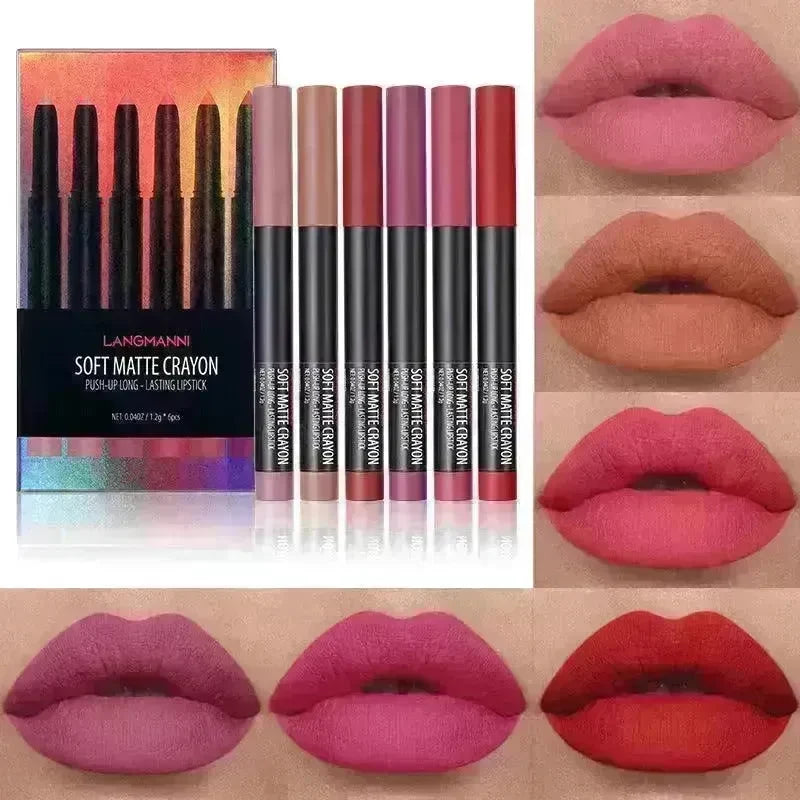 Langmanni Makeup Lipstick Set Of Six Matte Matte Lipsticks Lip Gloss Set - EX-STOCK CANADA