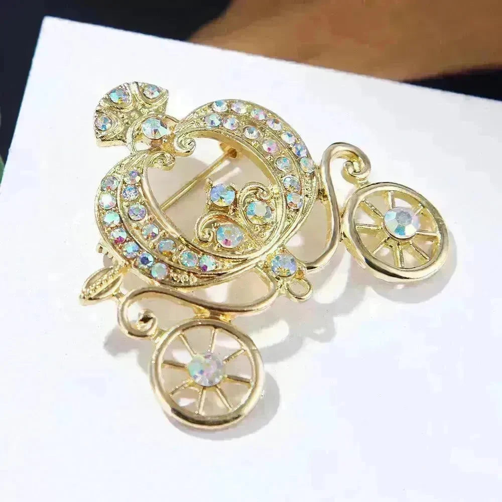 Lanhao Gray Guniang Pumpkin Car Brooch Fairy Tale Style Colorful Rhinestone - EX-STOCK CANADA