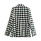 Lapel Long Sleeve Double Breasted Houndstooth Coat Top For Women - EX-STOCK CANADA