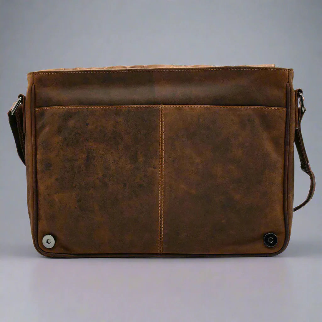 Sac pour ordinateur portable en cuir Greenwood. Sac messager en cuir ciré de qualité supérieure 