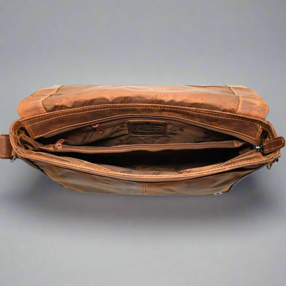 Bolso para portátil de cuero Greenwood. Bolso mensajero de cuero encerado premiumEX-STOCK Canada 