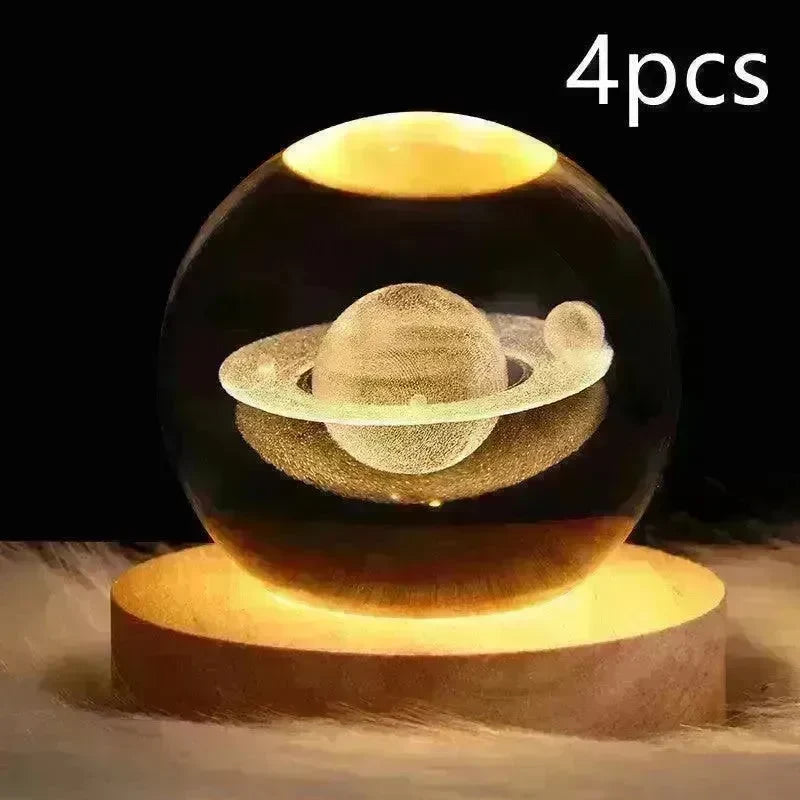 LED Night Light Galaxy Crystal Ball Table Lamp 3D Planet Moon Lamp Bedroom Home Decor For Kids Party Children Birthday Gifts - EX-STOCK CANADA