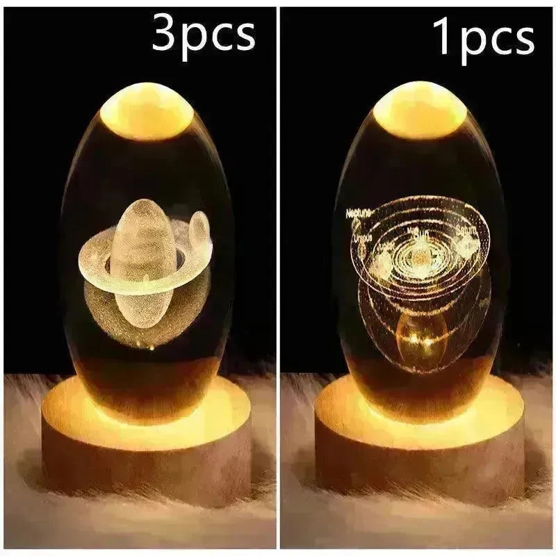 LED Night Light Galaxy Crystal Ball Table Lamp 3D Planet Moon Lamp Bedroom Home Decor For Kids Party Children Birthday Gifts - EX-STOCK CANADA