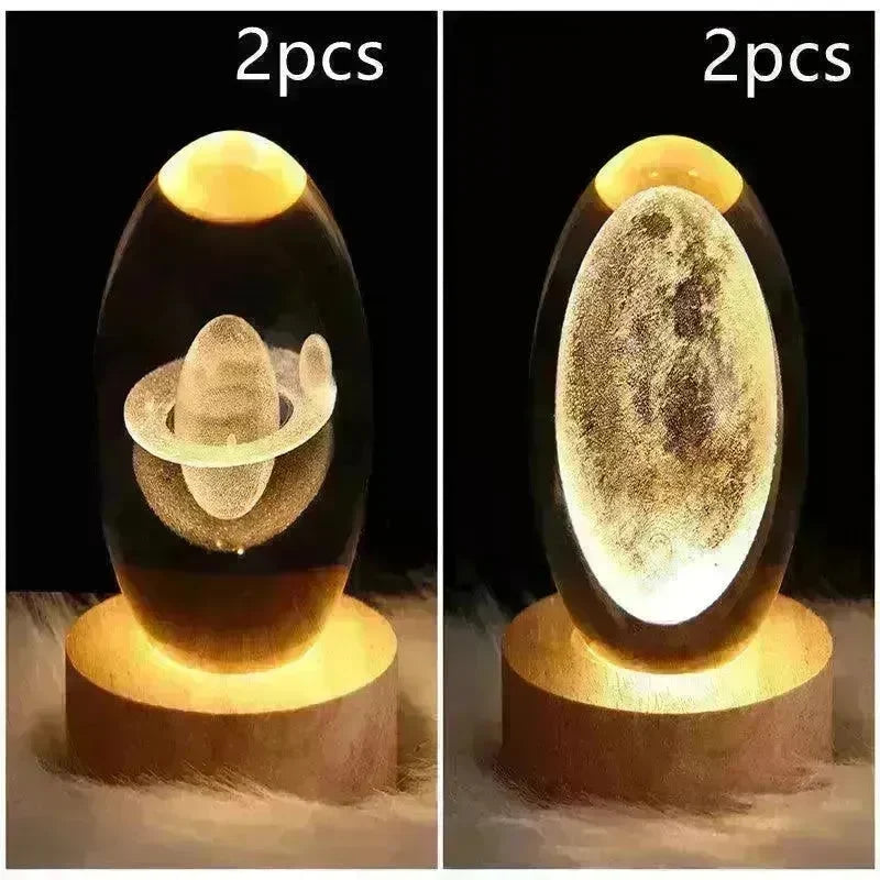 LED Night Light Galaxy Crystal Ball Table Lamp 3D Planet Moon Lamp Bedroom Home Decor For Kids Party Children Birthday Gifts - EX-STOCK CANADA