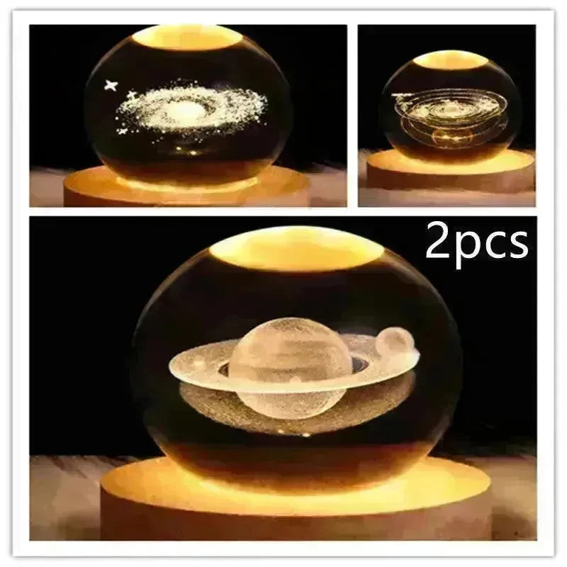 LED Night Light Galaxy Crystal Ball Table Lamp 3D Planet Moon Lamp Bedroom Home Decor For Kids Party Children Birthday Gifts - EX-STOCK CANADA