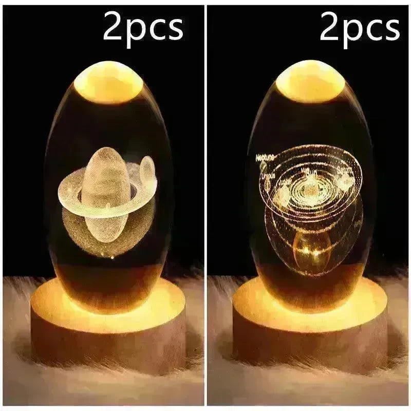 LED Night Light Galaxy Crystal Ball Table Lamp 3D Planet Moon Lamp Bedroom Home Decor For Kids Party Children Birthday Gifts - EX-STOCK CANADA