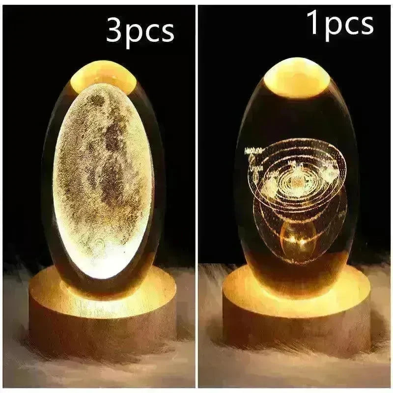 LED Night Light Galaxy Crystal Ball Table Lamp 3D Planet Moon Lamp Bedroom Home Decor For Kids Party Children Birthday Gifts - EX-STOCK CANADA