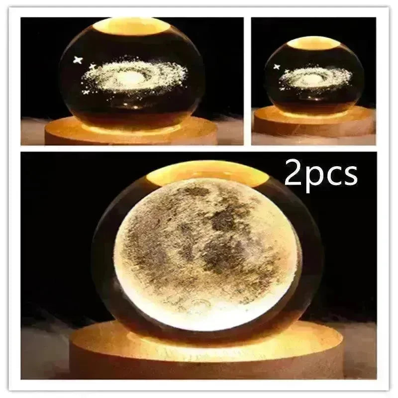 LED Night Light Galaxy Crystal Ball Table Lamp 3D Planet Moon Lamp Bedroom Home Decor For Kids Party Children Birthday Gifts - EX-STOCK CANADA