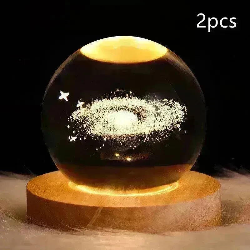 LED Night Light Galaxy Crystal Ball Table Lamp 3D Planet Moon Lamp Bedroom Home Decor For Kids Party Children Birthday Gifts - EX-STOCK CANADA