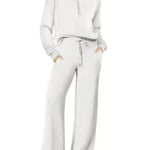 Leisure Sports Suit Long-sleeve Zipper Sweatshirt Wide Leg Pants Two-piece Set - EX-STOCK CANADA
