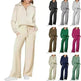 Leisure Sports Suit Long-sleeve Zipper Sweatshirt Wide Leg Pants Two-piece Set - EX-STOCK CANADA