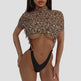 Leopard Print Color Matching Charming Backless Siamese Bikini - EX-STOCK Canada
