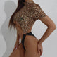 Leopard Print Color Matching Charming Backless Siamese Bikini - EX-STOCK Canada