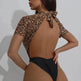 Leopard Print Color Matching Charming Backless Siamese Bikini - EX-STOCK Canada