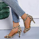 Leopard Print Shoes Open Toe Mid Heel Sandals Party Heels - EX-STOCK Canada