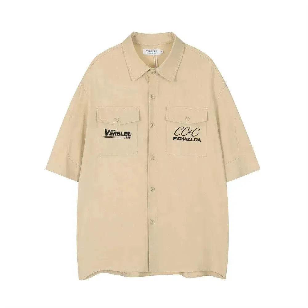 Letter Embroidered Workwear With Pocket Shirt - EX-STOCK Canada
