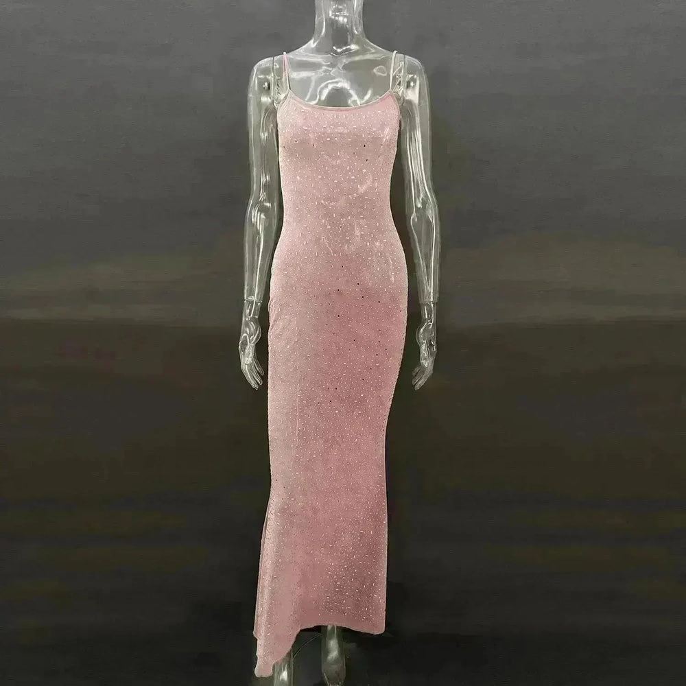Light Diamond Sexy Suspender Mermaid Dress Gown - EX-STOCK CANADA