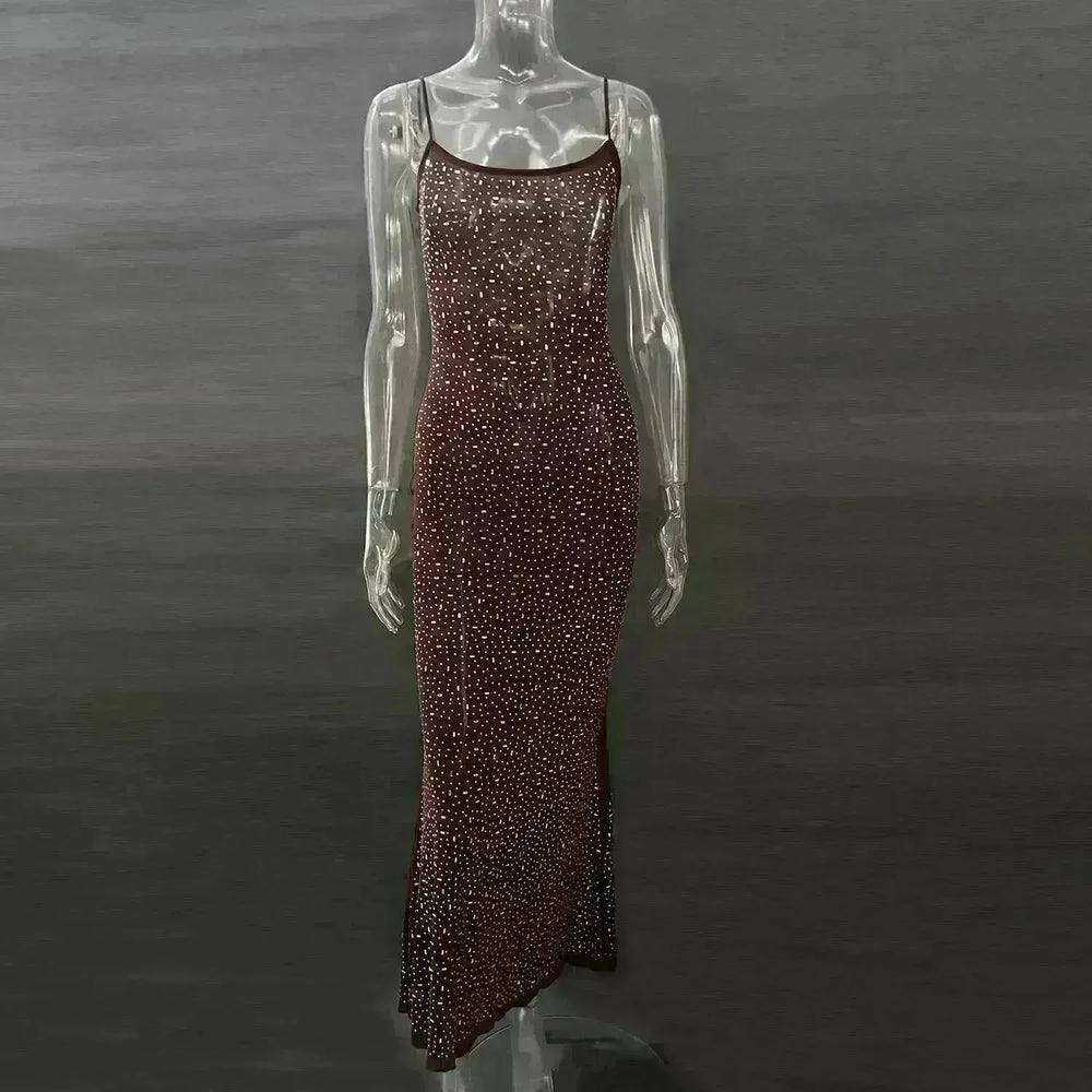 Light Diamond Sexy Suspender Mermaid Dress Gown - EX-STOCK CANADA